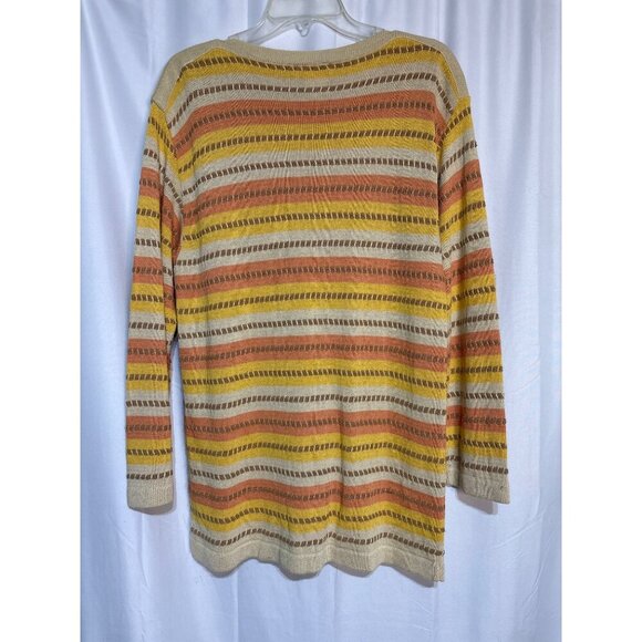 Vintage Gina Made In Italy Striped Sweater Lightweight Size Medium - Picture 4 of 5